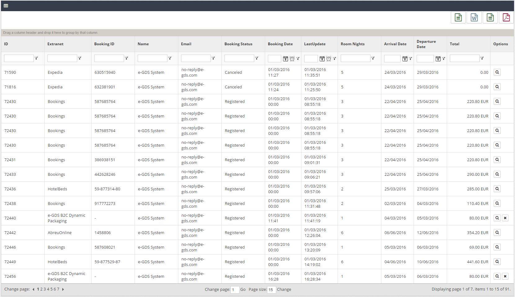 7. Bookings List