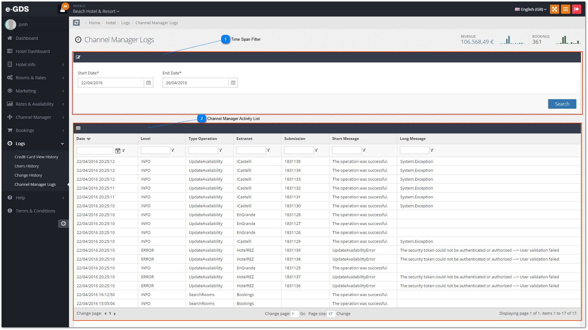 Channel Manager Logs